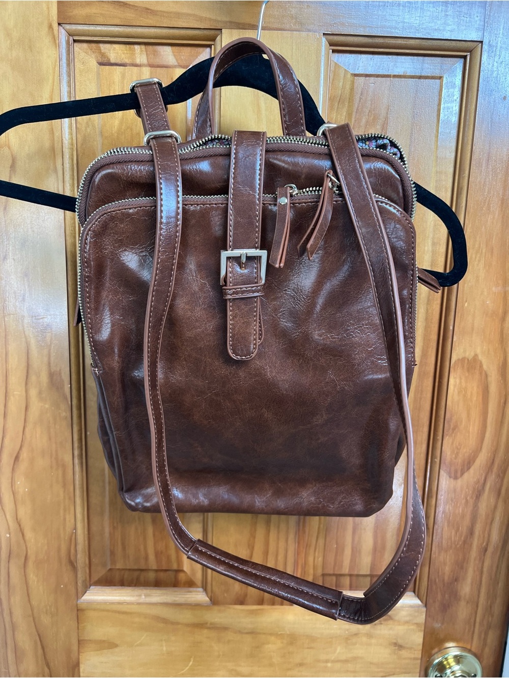 Antik Kraft Yara Vegan Leather Backpack Convertible to Crossbody Dark Brown